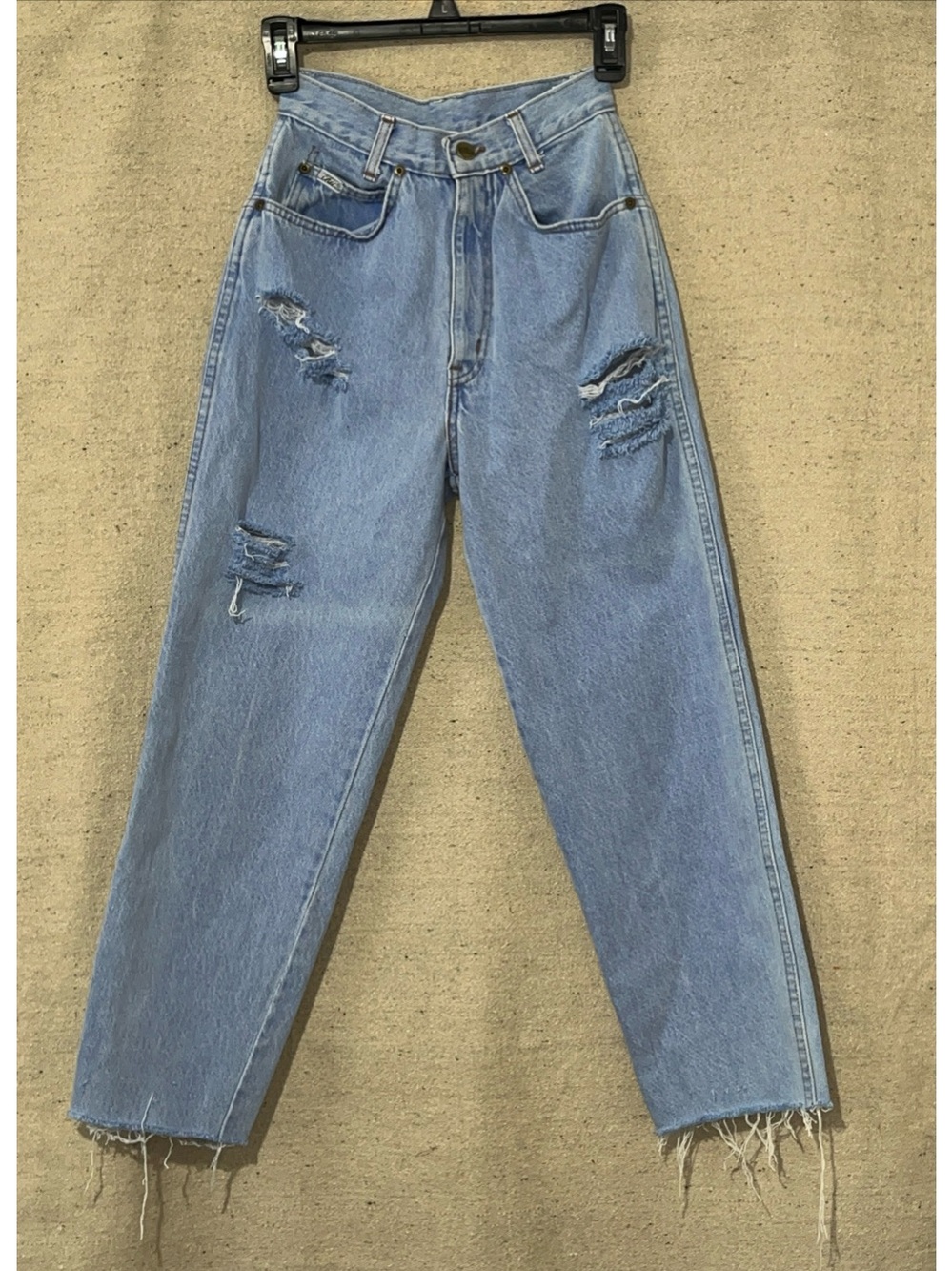 Vintage 80s Chic Mom Reworked Women’s High Rise Jeans Light Cropped Raw Hem 3